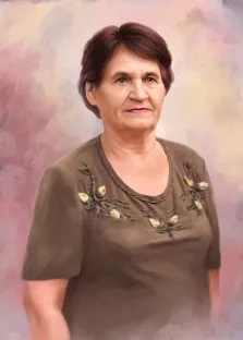 Женский портрет нарисованный в стиле Под масло, женщина на абстрактном розовом фоне, художник Анастасия К