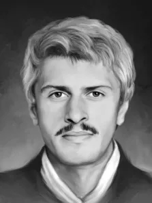 Портрет мужчины нарисованный в стиле Под масло, черно-белый портрет нарисованный маслом, художник Анастасия К