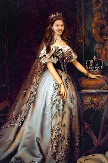 Портрет девушки в образе принцессы 18 века, девушка в пышном платье с короной на голове ,портрет В образе, художник Антонина