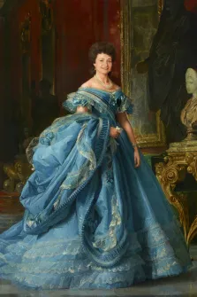 Портрет женщины В образе королевы, Синее пышное платье, художник Антонина