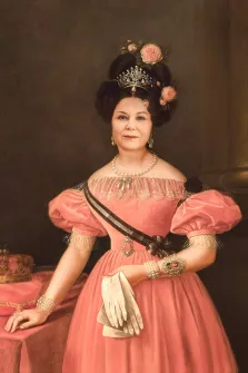 Портрет женщины в образе царицы, женщина в розовом платье с короной на голове,  художник Антонина