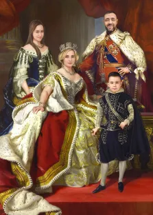 Семейный портрет нарисованный В образе статных особ 18 века, художник Антонина