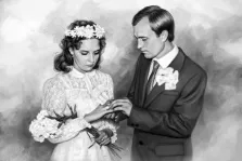 Парный свадебный портрет Под масло в чёрно-белых красках, художник Анастасия
