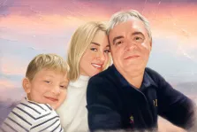 Под масло, художник Анастасия Ко На изображении представлена стилизованная под живопись картина, на которой изображена семья из трех человек: мужчина, женщина и маленький мальчик. Под масло, художник Анастасия Ко