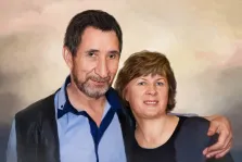 На изображении представлен портрет мужчины и женщины, выполненный в стиле живописи. Под масло, художник Анастасия К