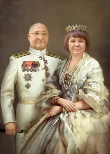 В образе, художник Антонина На изображении представлен портрет мужчины и женщины, выполненный в стиле классической портретной живописи. В образе, художник Антонина