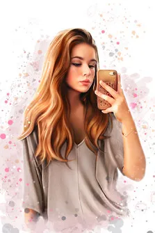 Портрет девушки в стиле бьюти-арт со смартфоном