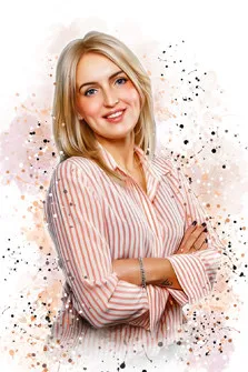 Портрет девушки в полосатой блузке в стиле бьюти-арт