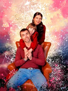 Семейный Дрим арт портрет из трёх человек, художник Артём 