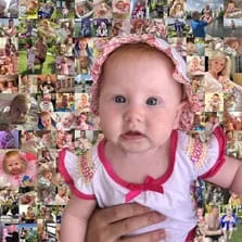 Фотомозаика младенца из маленьких детских фото, художник Анна