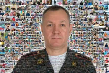 Портрет мужчины в военной форме выполнен в стиле Мозаика, художник Ирина