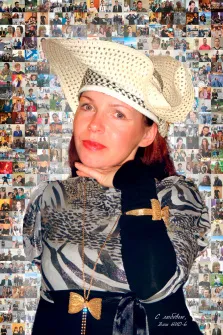 Женский портрет в стиле Мозаика, модно одетая женщина в шляпе, художник Ирина