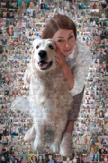 Портрет девушки с собакой в стиле Мозаика, художник Ирина