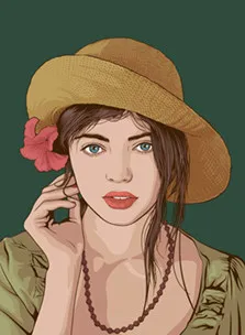 Поп-арт портрет девушки в шляпе и с цветком