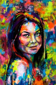 Портрет девушки в стиле Граффити выполнен в ярких цветах , художник Александра 