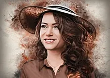 Портрет девушки в широкополой шляпе в стиле Гранж