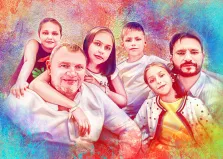 Семейный портрет в стиле Гранж на шесть человек, художник Павел