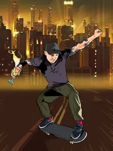 Векторный портрет молодого человека на скейте в стиле Комикс