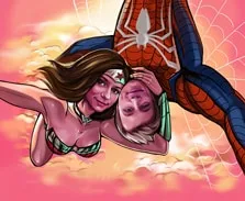 Портрет пары в образе героев из Человека-паука