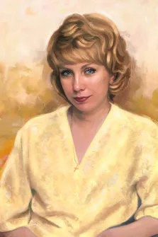 Портрет женщины в желто-золотистых тонах под живопись маслом
