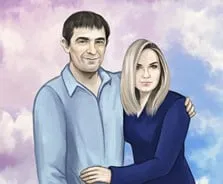 Портрет пары в стиле Дрим Арт прорисованный под живопись, девушка со светлыми волосами, а мужчина с темными