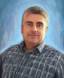 Портрет мужчины в клетчатой рубашке под живопись маслом