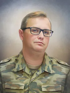 Портрет военного под масло в технике сухая кисть
