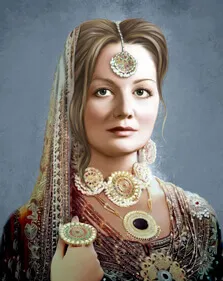Портрет женщины в образе индийской женщины в стиле Fantasy Art