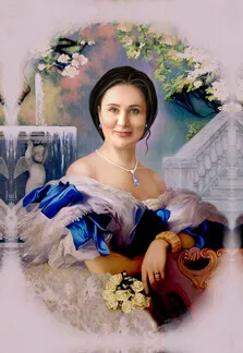 Портрет женщины в образе Мусиной-Пушкиной на основе фотомонтажа в известную картину