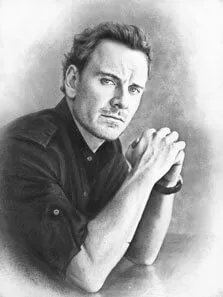 Портрет мужчины в рубашке с закатанными рукавами написан серым карандашом, художник Антонина