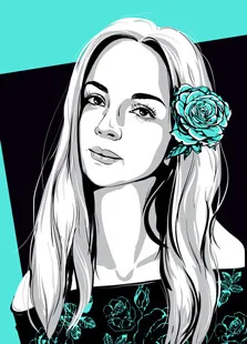 Поп-арт портрет девушки с цветком в стиле Че