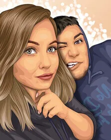 Пример поп-арт портрета пары в стиле Монро