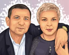 Поп-арт портрет пары среднего возраста в стиле Монро