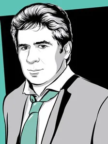 Пример поп-арт портрета в стиле Че делового мужчины в костюме и галстуке