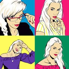 Пример картины из четырех поп-арт портретов в стиле Уорхола девушки блондинки