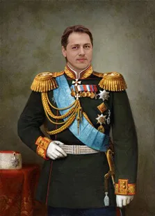 Портрет мужчины в образе генерала на основе фотомонтажа в известную картину