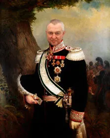 Портрет мужчины в образе генерала на основе фотомонтажа в известную картину