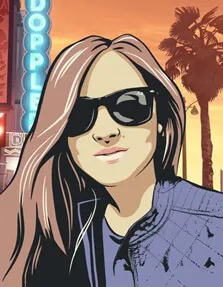Векторный портрет девушки в солнцезащитных очках выполнен в стиле GTA, художник Олеся