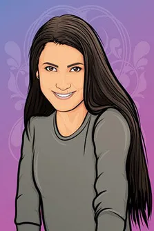 Векторный портрет девушки с длинными волосами в стиле Комикс
