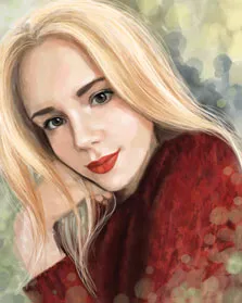 Акварельный портрет девушки со светлыми волосами