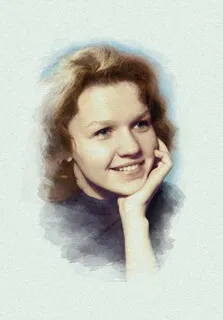 Портрет улыбающейся женщины в акварельном стиле на белом фоне, художник Алексей