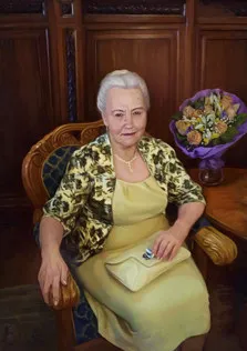 Портрет бабушки в кресле под живопись маслом