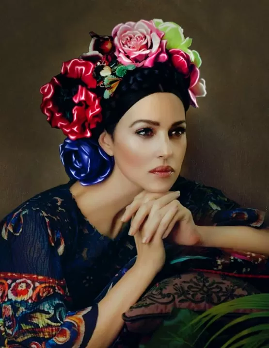 Портрет на заказ в стиле маслом по фото женщины с цветами в волосах