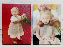 Две фотографии девочки, напечатанные на холсте