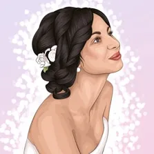 Поп-арт портрет в стиле Монро девушки с белой розой в волосах