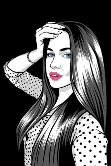 Портрет голубоглазой девушки в стиле Поп-арт на чёрном фоне, художник Анастасия 