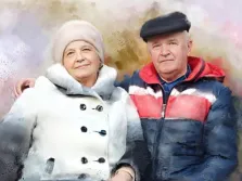 Парный портрет пожилой пары в стиле Акварель, художник Лариса
