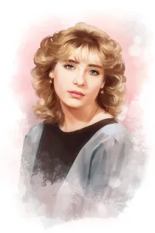 Портрет девушки с кудрявыми волосами в стиле Акварель на светлом фоне, художник Евгения 