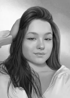Портрет девушки в рубашке выполнен в стиле карандаш, художник Антонина