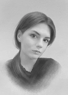 Портрет девушки выполнен серым Карандашом, художник Татьяна 